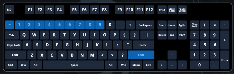 Keyboard visualization indicating which key to use